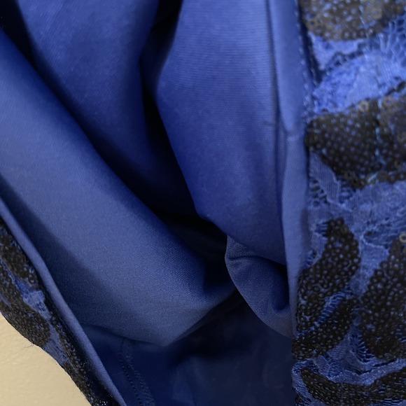Rubber Ducky Productions Lace Sequins Bodycon Mini Dress Royal Blue Black Size L - Picture 6 of 7